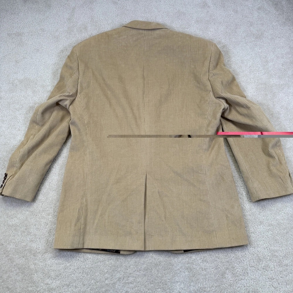 Vintage Lauren Ralph Lauren Corduroy Blazer 43 Regular Light Brown Tan 2 Button - Picture 2 of 10